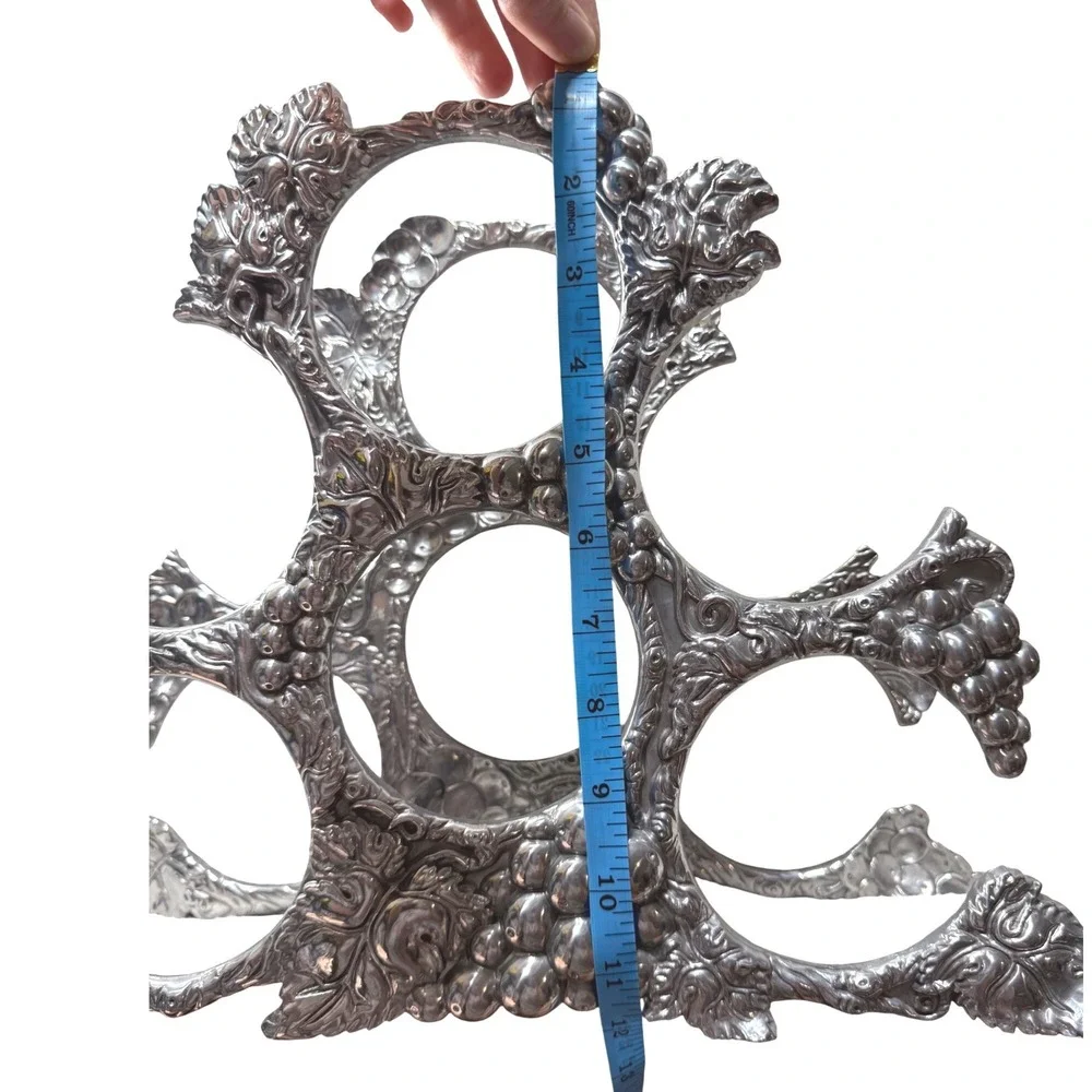 2004 ARTHUR COURT Cast Aluminum Grapes 6 WINE BOTTLE Rack Holder Retired‎ 11.5